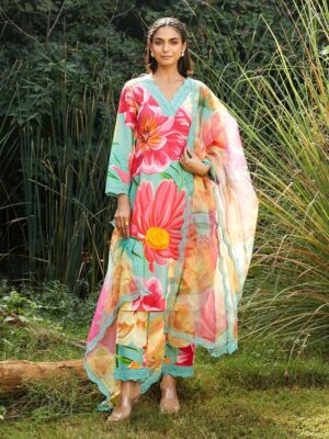 3-piece suit set (Kurti/Top, Pants/Bottom, and Dupatta)