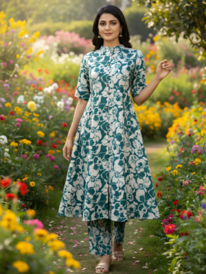 Floral Printed A-Line Kurta with Matching Pants
